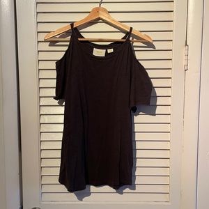 Anthropologie Maeve Open shoulder t-shirt, size medium, navy/dark grey